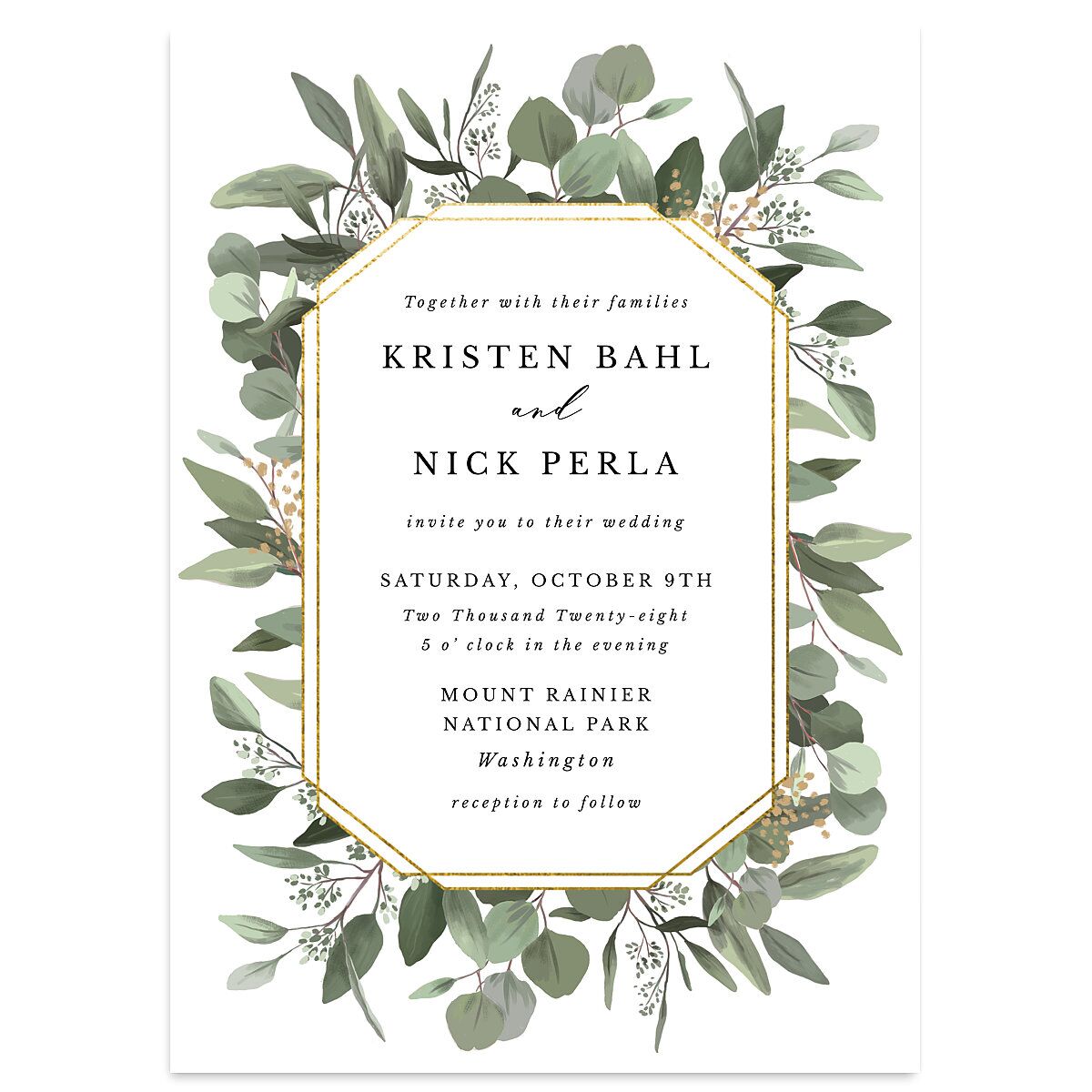 Eucalyptus Frame Wedding Invitations
