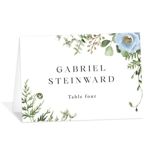 Floral Fern Frame Place Cards Dusty Blue Signature