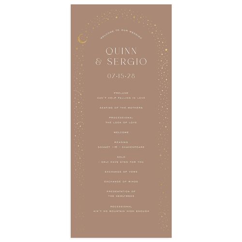 Celestial Arch Wedding Programs Gold Fawn Signature
