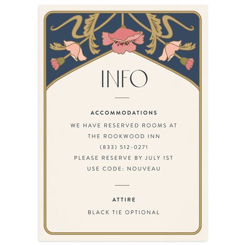 Vintage Nouveau Floral Wedding Enclosure Cards Moody Blue Signature Standard