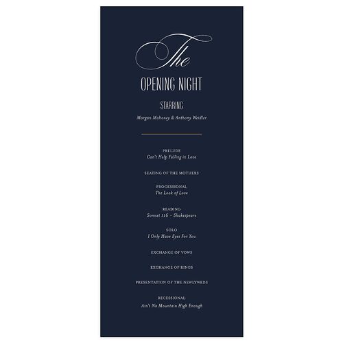 Romantic Movie Poster Wedding Programs Navy Signature