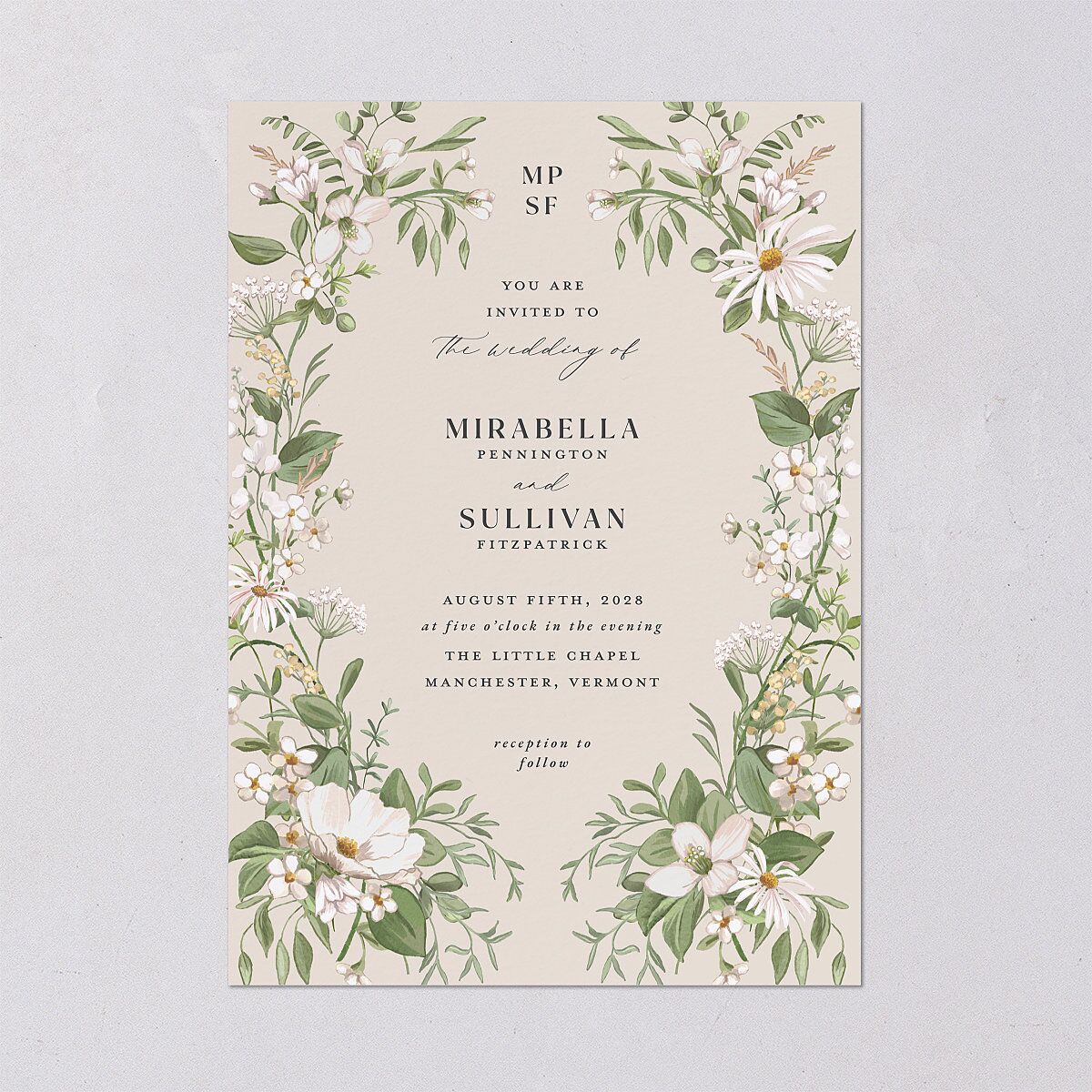 Whimsical Wildflower Garden Wedding Invitations Linen Signature Blank Standard No