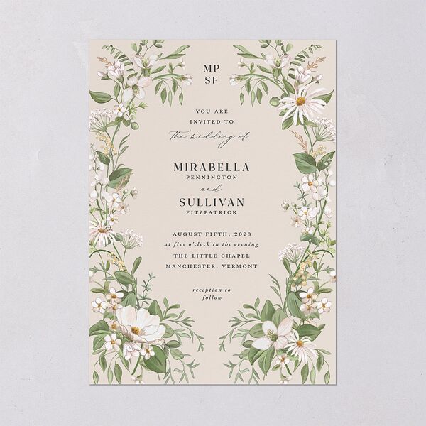 Whimsical Wildflower Garden Wedding Invitations Linen Signature Blank Standard No