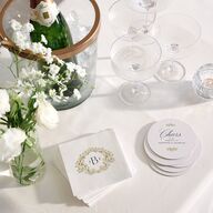 Black Tie Crest Engagement Party Wedding Day Coasters Pure White Cardboard Circle