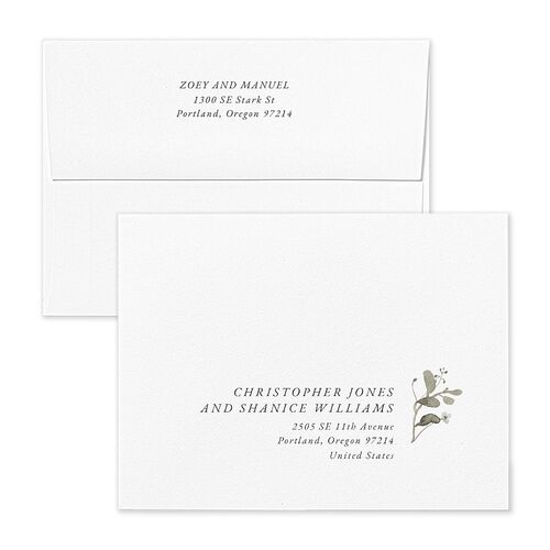 Curved Garland Save the Date Magnet Envelopes White Champagne Both Recipient and Return Addresses Signature Standard