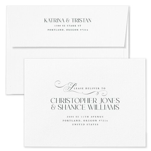Once Upon a Time Wedding Invitation Envelopes White Dark Green Return Address Standard Signature