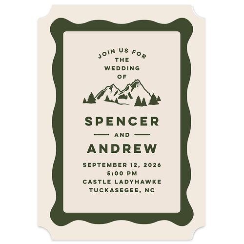 Adventure Icon Wedding Invitations Hunter Green Signature Blank No Ticket