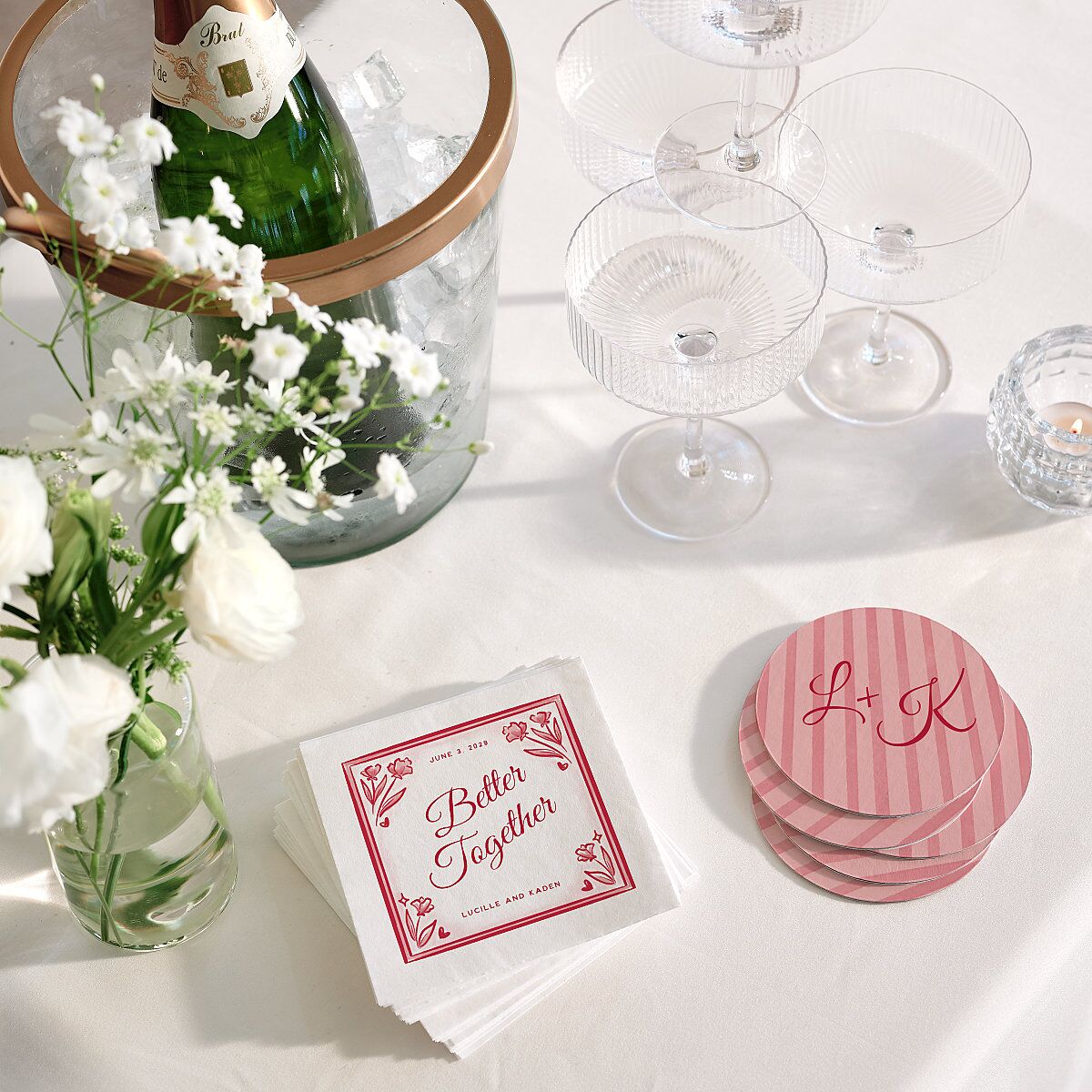 Vintage Heart Locket Cocktail Napkins Crimson Napkin Uncoined