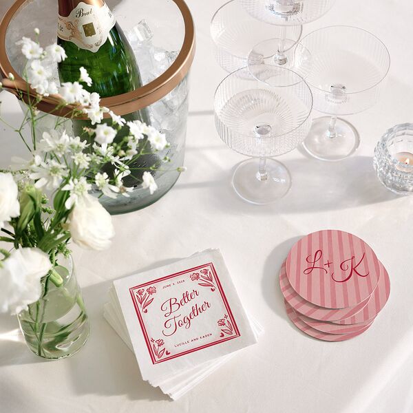 Vintage Heart Locket Cocktail Napkins Crimson Napkin Uncoined