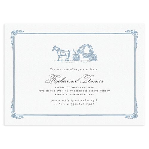 Medieval Castle Rehearsal Dinner Invitations Dusty Blue Signature Blank Standard