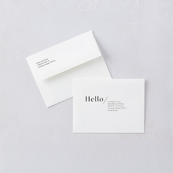 You and Me Save the Date Magnet Envelopes White Fawn Both Recipient and Return Addresses Signature Standard