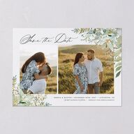 Shining Greenery Save the Date Cards Gold Off-White Signature smooth Blank No Standard