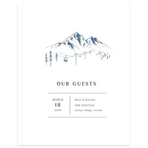 Etched Mountains Wedding Guest Book Moody Blue