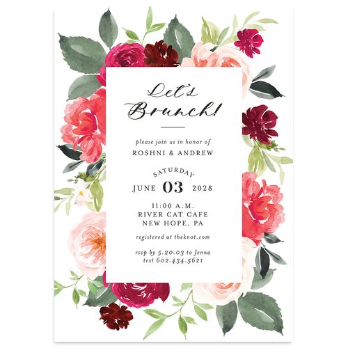 Vibrant Floral Bridal Shower Invitations Peach Fuzz Signature Blank