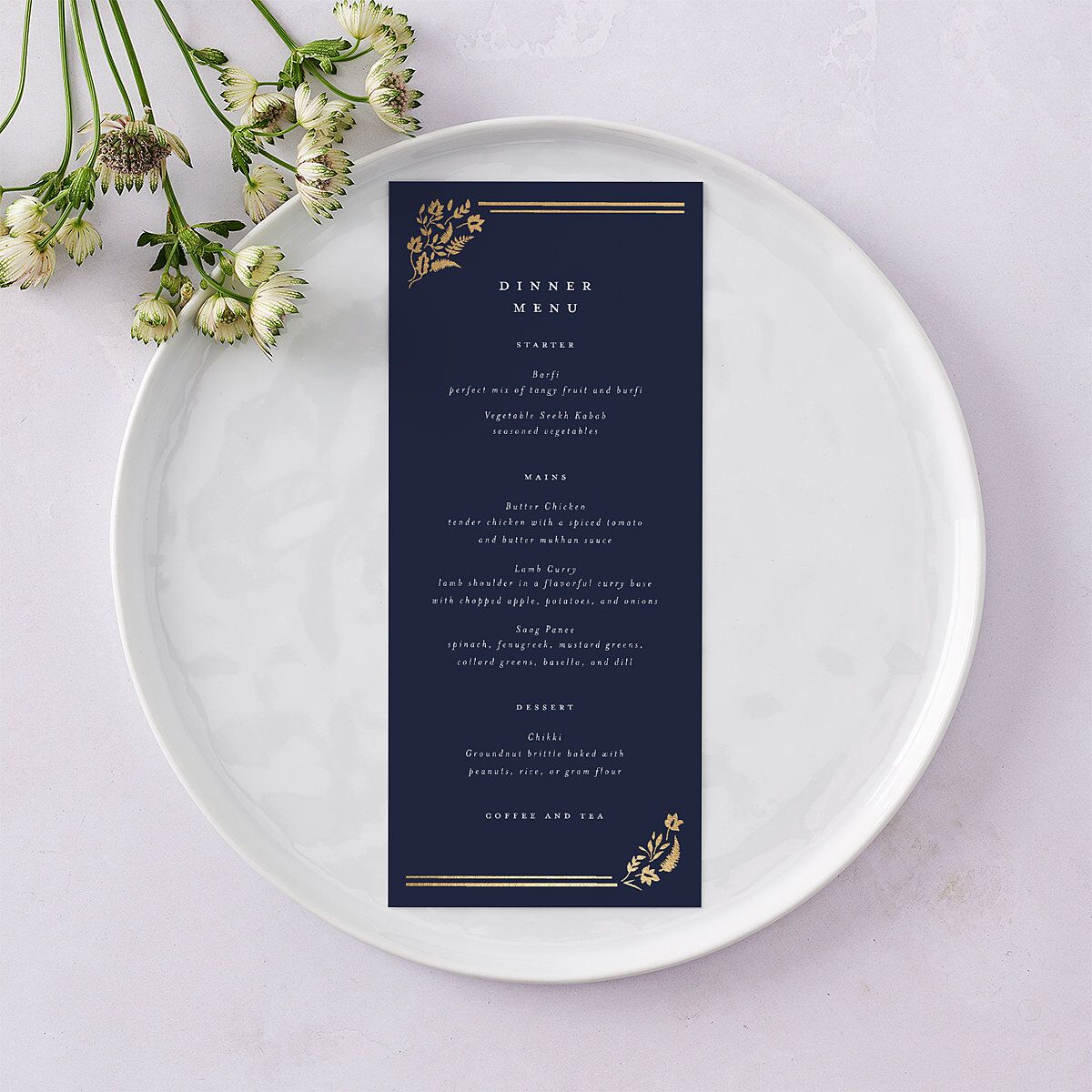 Rustic Kingdom Menus Gold Navy Signature