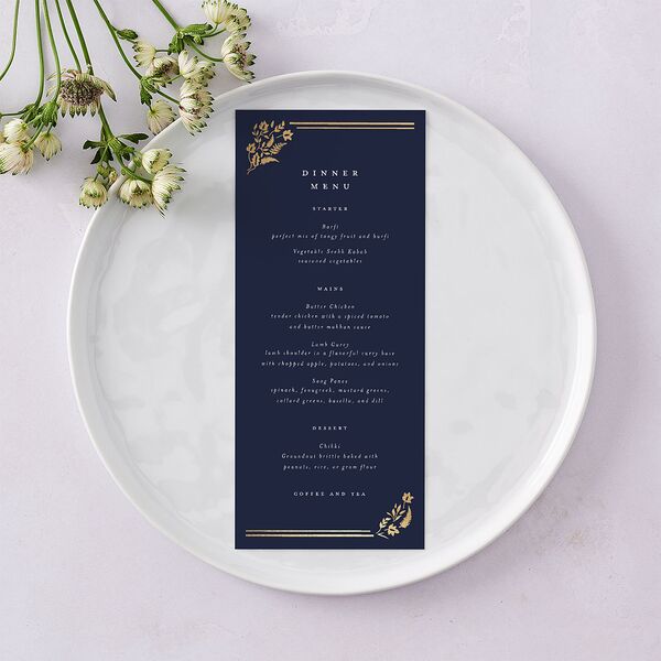 Rustic Kingdom Menus Gold Navy Signature
