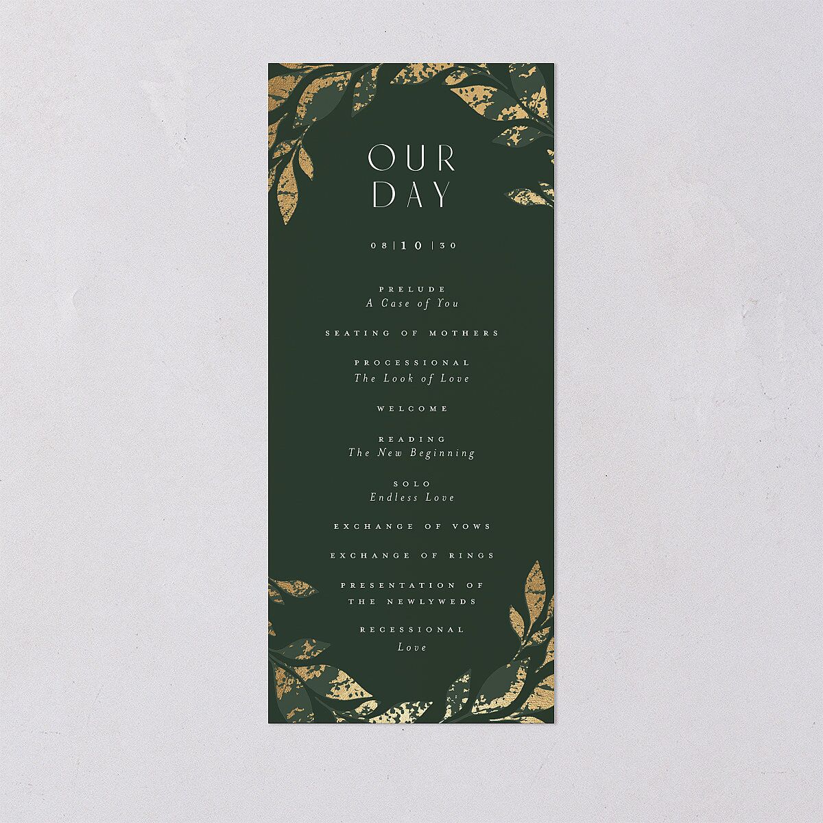 Gilded Leaves Wedding Programs Gold Hunter Green Signature