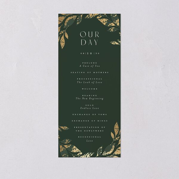 Gilded Leaves Wedding Programs Gold Hunter Green Signature