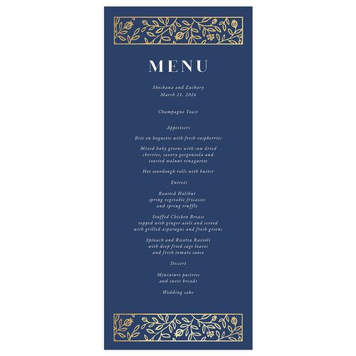 Jewish Chuppah Menus Gold Maritime Signature