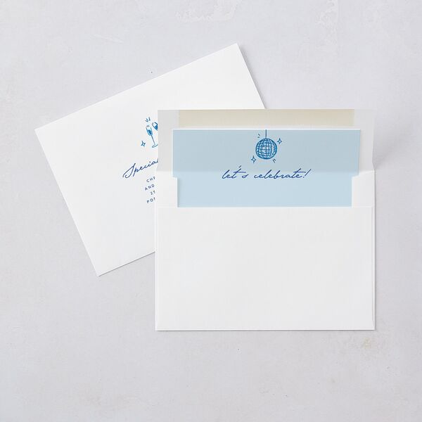 Hand Drawn Cake Engagement Party Invitations French Blue Signature Blank Standard