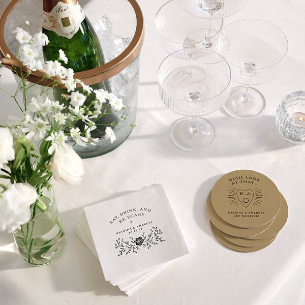 Skeleton Spirits Wedding Day Coasters Licorice Cardboard Circle