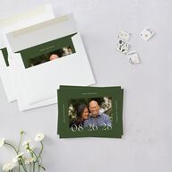 Border Date Save the Date Petite Cards Scottish Green Signature smooth Blank No Standard