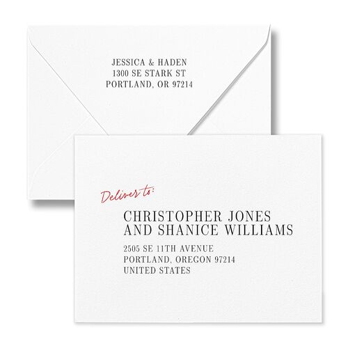 Modern Circled Calendar Date Save the Date Magnet Euro Envelopes White Jewel Red Both Recipient and Return Addresses Luxe Signature