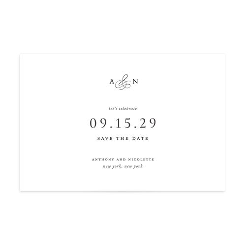Elegant Photo Monogram Save the Date Postcards Pure White