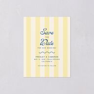 Cabana Stripes Save the Date Petite Cards Lemon Signature smooth Blank Standard