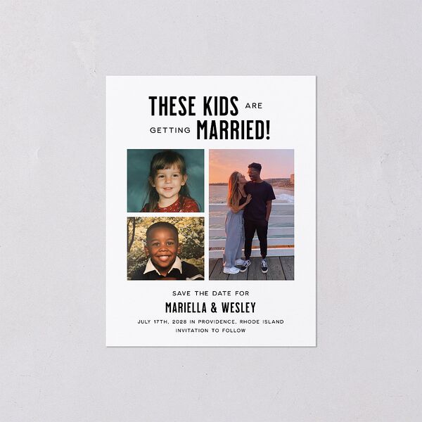 These Kids Save the Date Petite Cards Pure White Signature smooth Blank No Standard