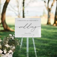 Romantic Calligraphy Standard Direction Sign Medium Silver Standard Indoor Foam Core M Direction