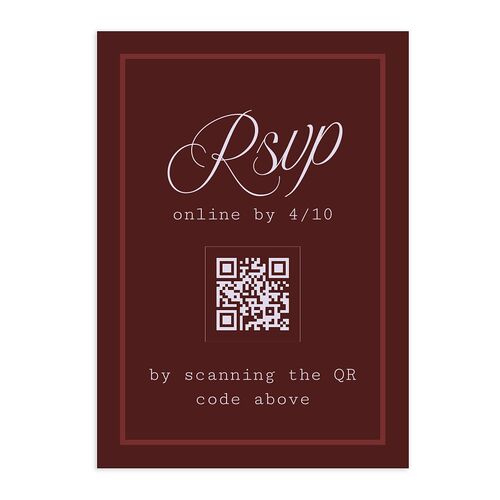 Vintage Script QR Code RSVP Cards Burgundy Signature Standard