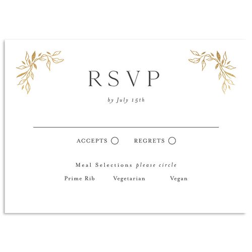 Monogram Leaves Wedding Response Cards Gold Medieval Grey Signature Standard