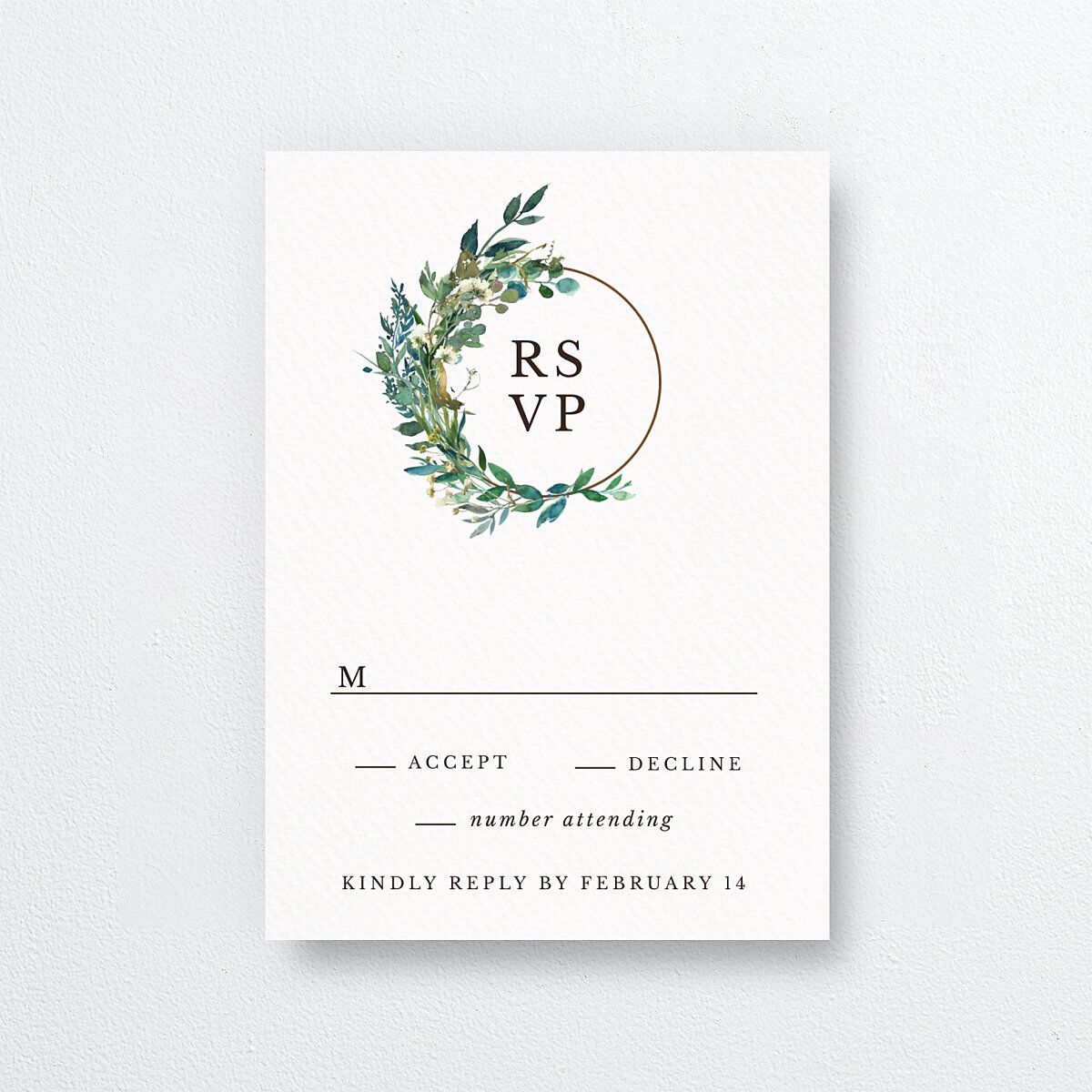 Leafy Hoops Wedding Response Cards — view 1
