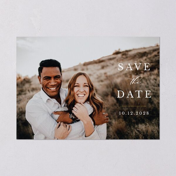 Eucalyptus Frame Save The Date Cards No Foil Pure White Signature smooth Blank No Standard