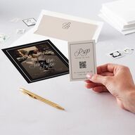Vintage Script QR Code RSVP Cards Midnight Signature Standard