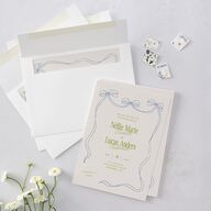 Modern Delicate Bows Wedding Invitations Peridot Signature Blank Standard No
