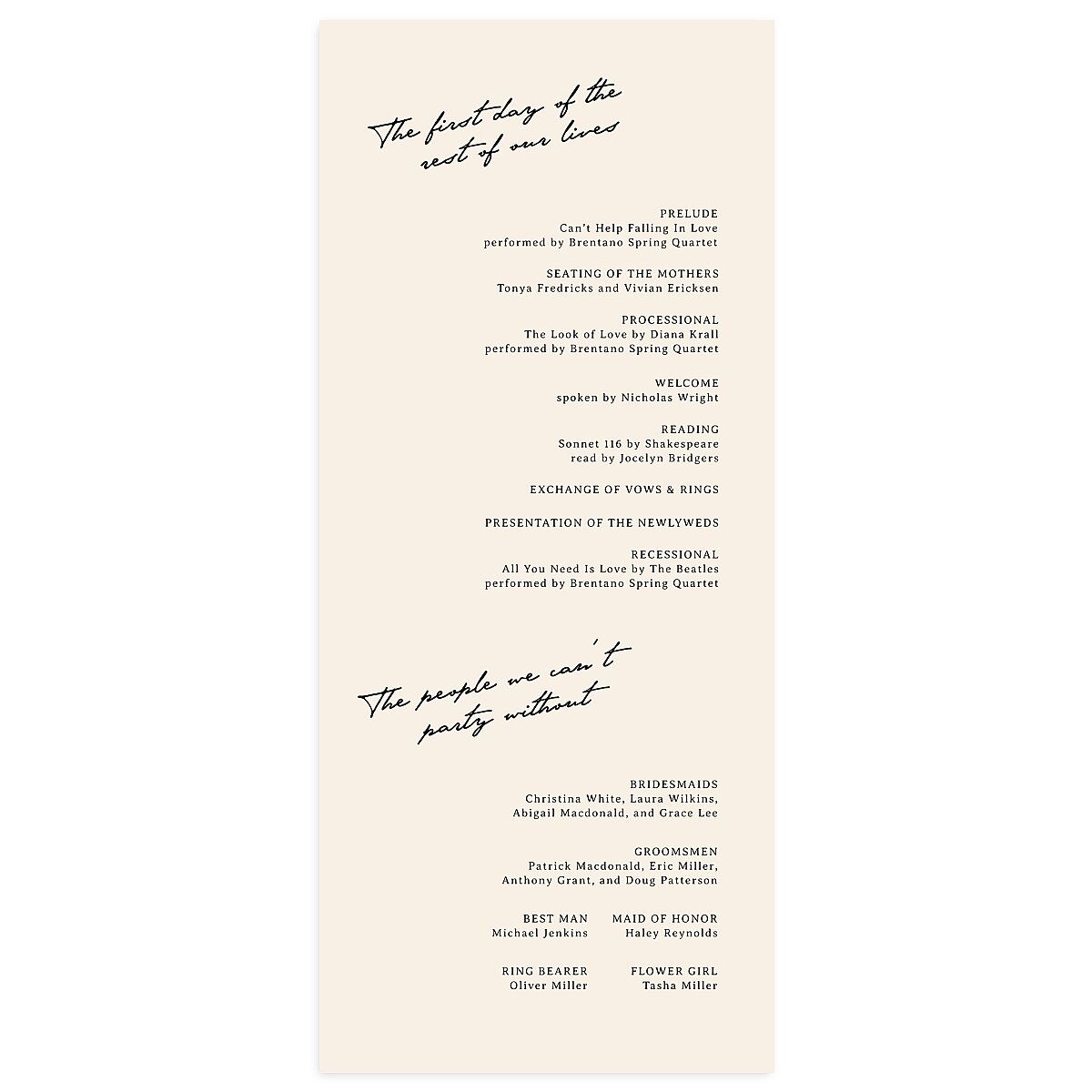 Vintage Film Wedding Programs