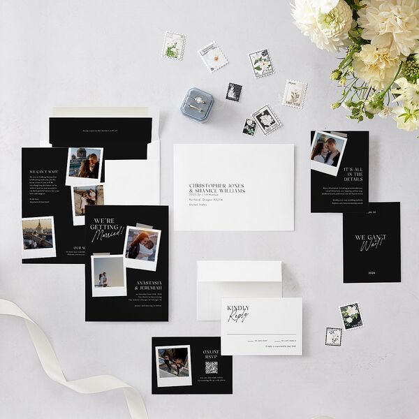 Photo Splash Wedding Invitations Midnight Signature Blank No Standard