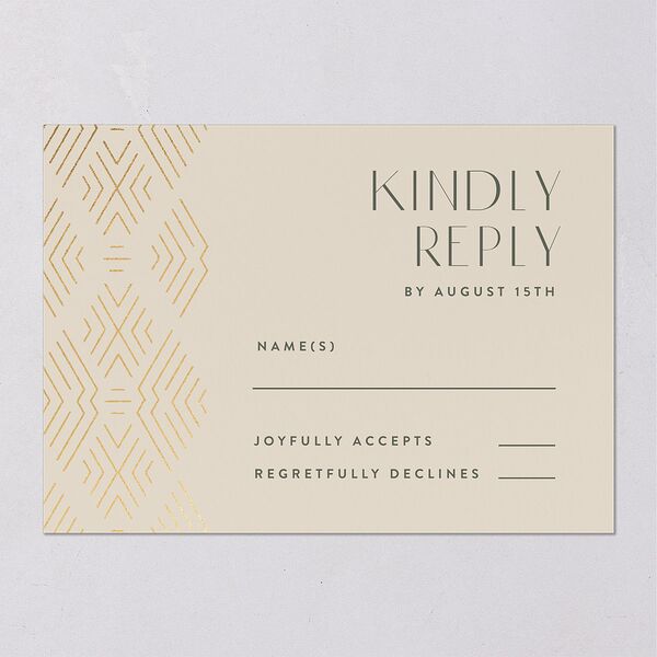 Boho Texture Wedding Response Cards Gold Deep Olive Signature