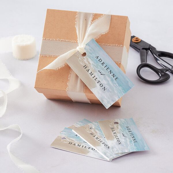 Beach Monogram Favor Gift Tags Baby Blue Signature