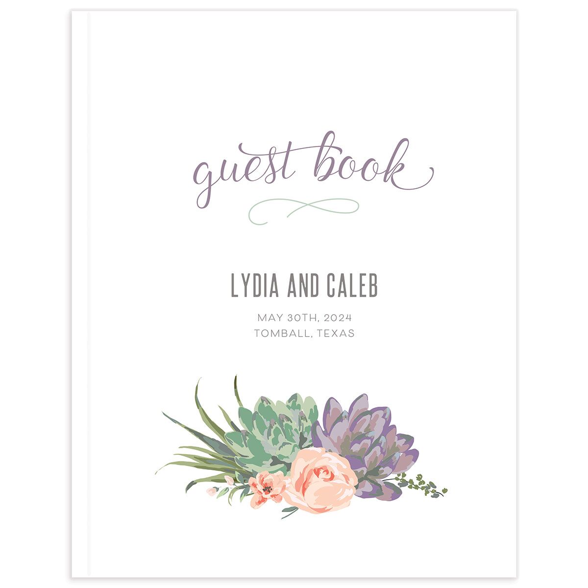 Romantic Succulents Wedding Guest Book