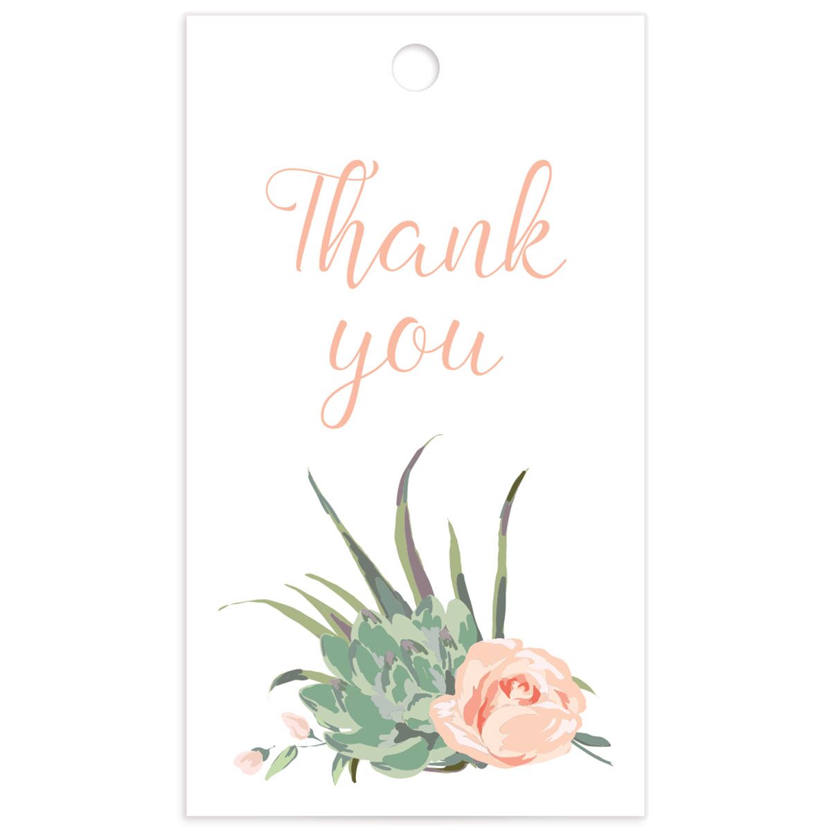 Romantic Succulents Gift Tags front in pink