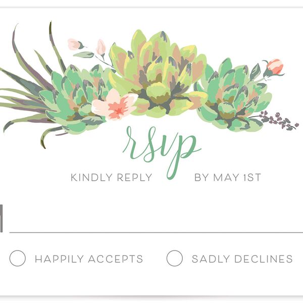 Romantic Succulents Wedding Response Cards Tide Pool Signature