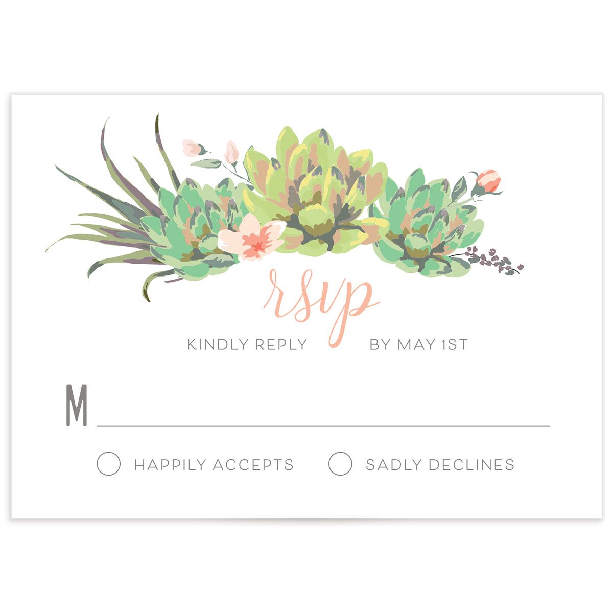 Romantic Succulents Wedding Response Cards
