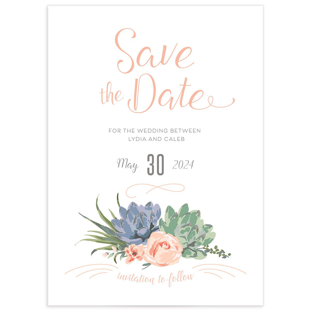Romantic Succulents Save The Date Cards
