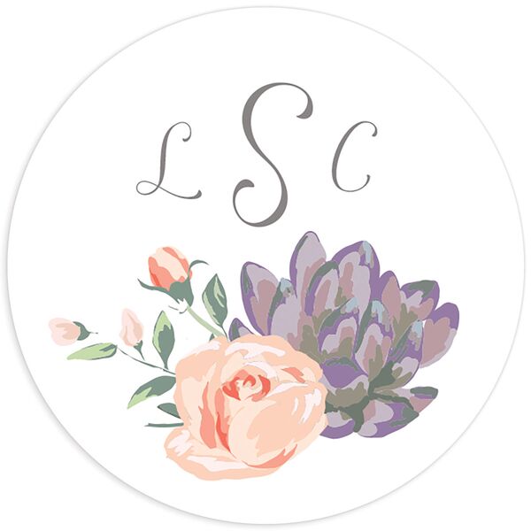 Romantic Succulents Wedding Stickers Plum