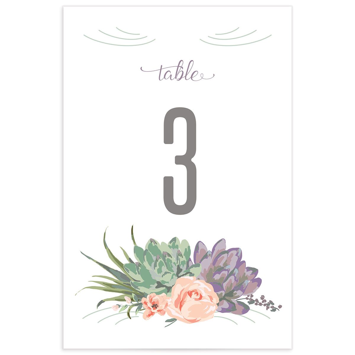 Romantic Succulents Table Numbers