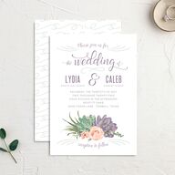Romantic Succulents Wedding Invitations Plum Signature No