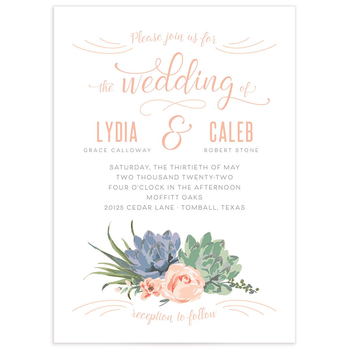 Romantic Succulents Wedding Invitations